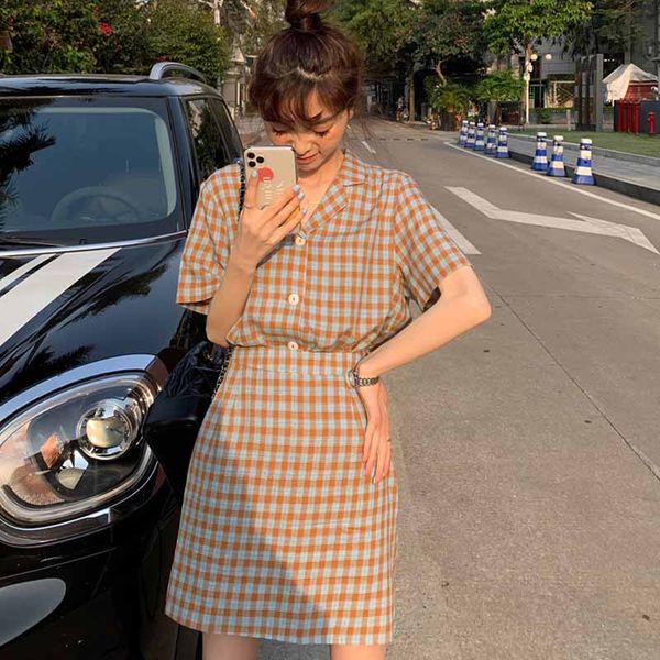 two piece dress japanese korean style women summer plaid casual 2 set kawaii girl short sleeve loose with high waist mini skirt, White
two piece dress japanese korean style women summer plaid casual 2 set kawaii girl short sleeve loose with high waist mini skirt, White