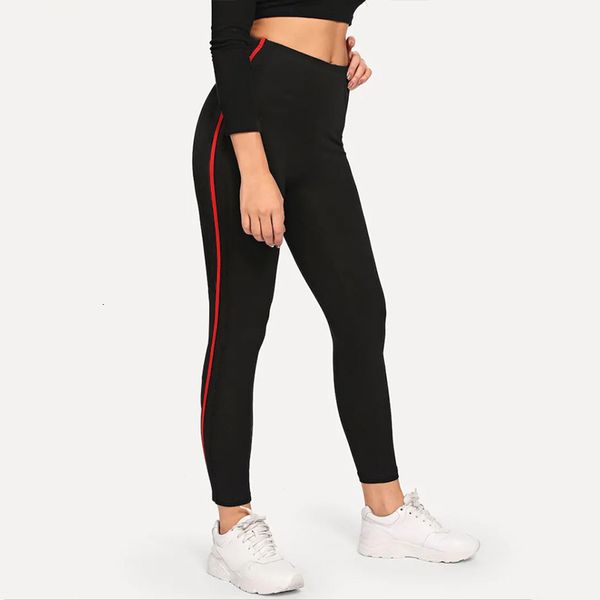 fitness leggings women stitching red line breathable high waist polyester legins female workout legging push up elastic slim sport pants, Black 
fitness leggings women stitching red line breathable high waist polyester legins female workout legging push up elastic slim sport pants, Black