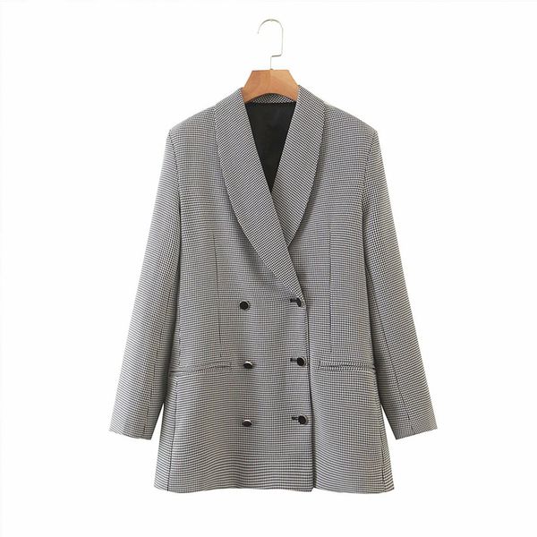 2020 summer women plaid blazers coats long sleeve double breasted notched blazer female elegant office lady blazers clothes, White;black
2020 summer women plaid blazers coats long sleeve double breasted notched blazer female elegant office lady blazers clothes, White;black