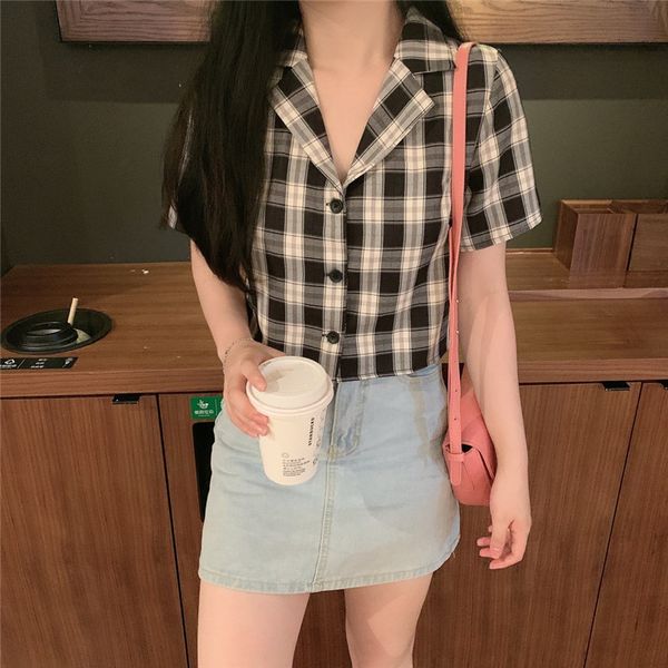 summer 2020 shirt women vintage crop shirt streetwear plaid ladies elegant button up korean crop wholesale, White
summer 2020 shirt women vintage crop shirt streetwear plaid ladies elegant button up korean crop wholesale, White