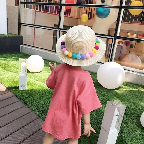 children's women's beach baby's girl's summer straw straw hat colorful ball baby's beach sun hat, Yellow
children's women's beach baby's girl's summer straw straw hat colorful ball baby's beach sun hat, Yellow