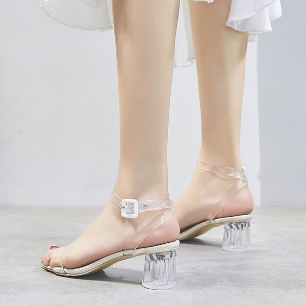 crystal heel sandals 2020 thick heel transparent fairy style summer word tide simple wild sandals new buckle strap, Black
crystal heel sandals 2020 thick heel transparent fairy style summer word tide simple wild sandals new buckle strap, Black