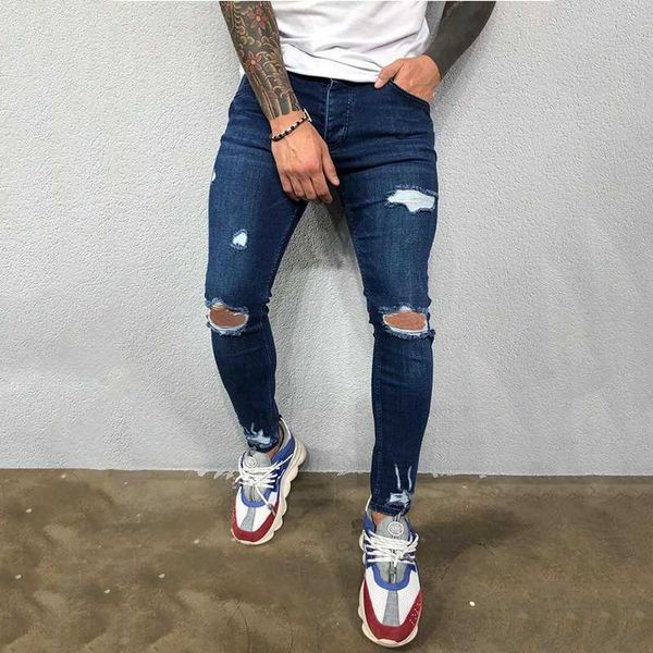 men's jeans mens cool pencil pants brand black skinny ripped destroyed stretch slim fit hop with holes for men, Blue
men's jeans mens cool pencil pants brand black skinny ripped destroyed stretch slim fit hop with holes for men, Blue
