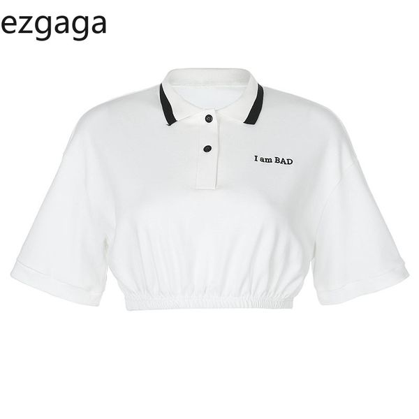ezgaga women short sleeve t shirt 2020 new waist down slim thin turn-down collar letter button all-match lady fashion casual, White
ezgaga women short sleeve t shirt 2020 new waist down slim thin turn-down collar letter button all-match lady fashion casual, White