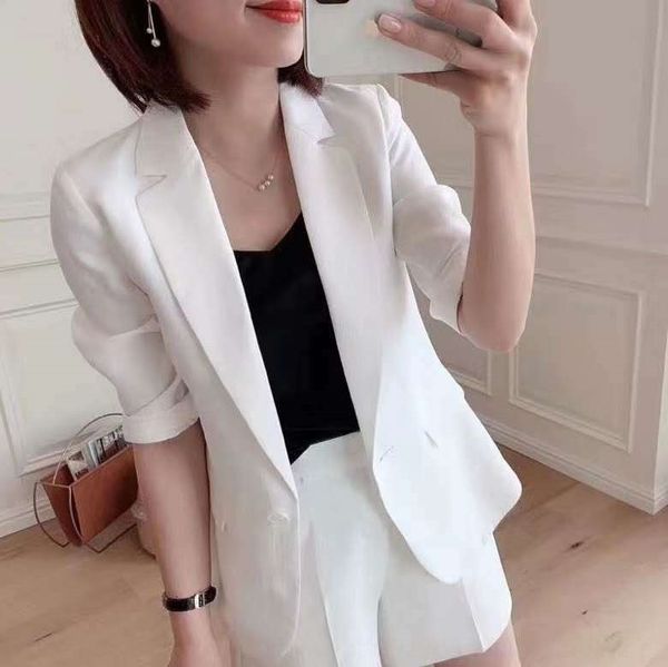 theo * y theorist 28 mmi and silk without lining one button solid color seven-quarter sleeve silk small suit for women, White;black
theo * y theorist 28 mmi and silk without lining one button solid color seven-quarter sleeve silk small suit for women, White;black