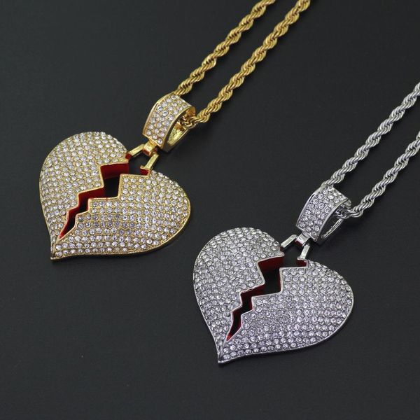 iced out broken heart chain necklace men pendant cuban link chain necklaces bling diamond charm twisted chain for women hip hop jewelry, Silver
iced out broken heart chain necklace men pendant cuban link chain necklaces bling diamond charm twisted chain for women hip hop jewelry, Silver