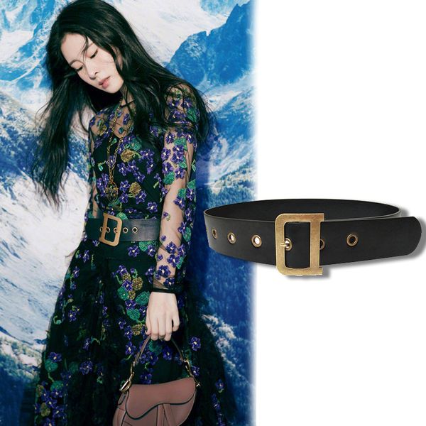 awaytr new belt for women metal d buckle black wide belt decorative waistband adjustable golden buckle star same style, Black;brown
awaytr new belt for women metal d buckle black wide belt decorative waistband adjustable golden buckle star same style, Black;brown