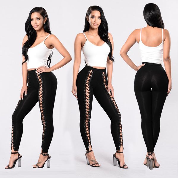 designer leggings autumn pants, european and american eyelet bandage trousers slim hip leggings, Black;white
designer leggings autumn pants, european and american eyelet bandage trousers slim hip leggings, Black;white