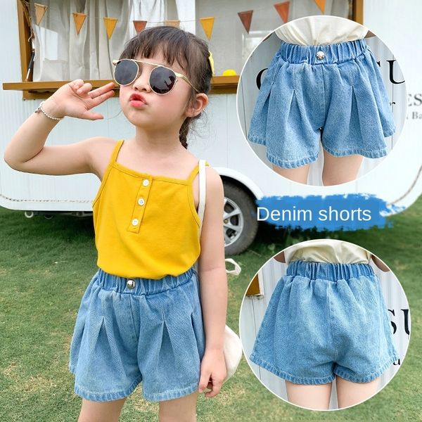 kenc8 girls' high-waisted denim 2020 new korean style children's pure cotton western style all-match beach pants beach pants short, Blue
kenc8 girls' high-waisted denim 2020 new korean style children's pure cotton western style all-match beach pants beach pants short, Blue