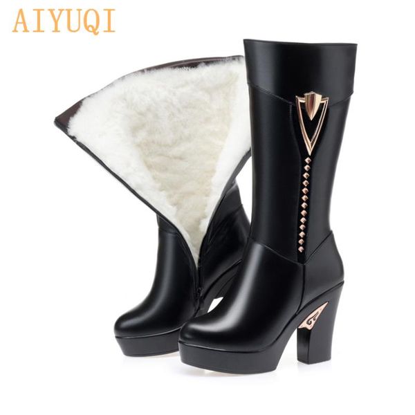 aiyuqi women long shoes platform high heel 2020 new winter boots women cow leather thick wool fashion footwear with thick heel, Black
aiyuqi women long shoes platform high heel 2020 new winter boots women cow leather thick wool fashion footwear with thick heel, Black