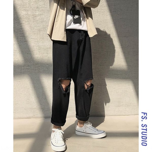 2020 new black pierced ankle-length pants men's korean style beggar pants loose and jeans trousers and jeans fashion, Blue
2020 new black pierced ankle-length pants men's korean style beggar pants loose and jeans trousers and jeans fashion, Blue