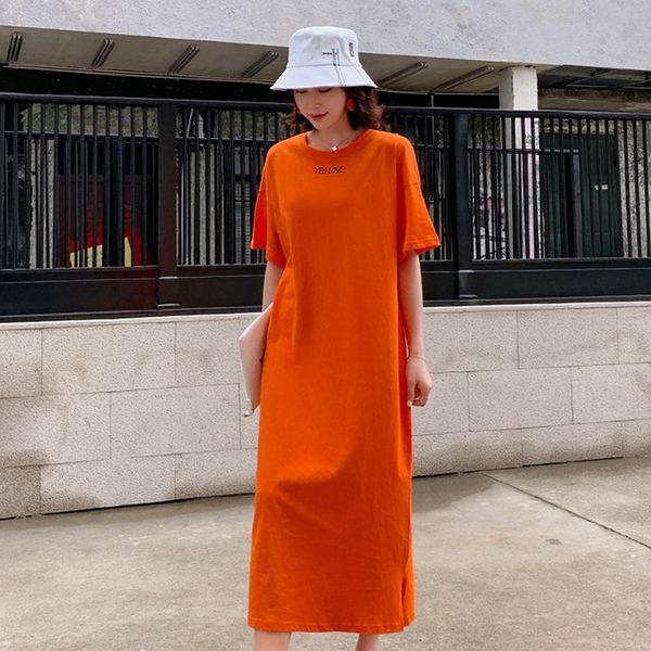 gjfu0 korean style summer t-shirt wear loose large size casual orange short sleeve long t-shirt women's knee-length dress versatile dre, Black;gray
gjfu0 korean style summer t-shirt wear loose large size casual orange short sleeve long t-shirt women's knee-length dress versatile dre, Black;gray