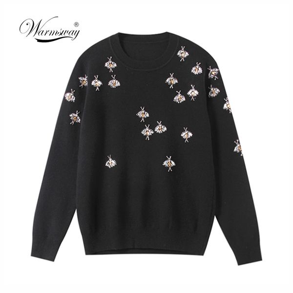 2020 autumn winter black sweaters pullovers knitted women christmas runway bee diamond jumper ladies clothes c-418, White;black 
2020 autumn winter black sweaters pullovers knitted women christmas runway bee diamond jumper ladies clothes c-418, White;black
