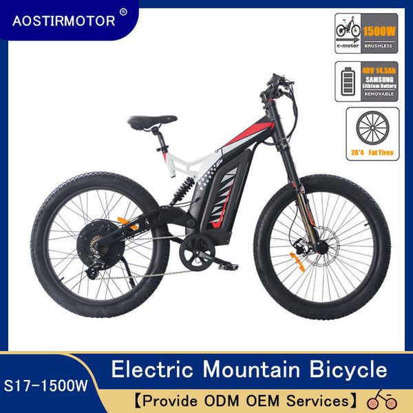 AOSTIRMOTOR Electric Mountain Bike Fat Tire Electric Bicycle Beach Cruiser Al Alloy Bike 1500W EBike 48V 14.5AH Lithium Battery, Silver;blue
AOSTIRMOTOR Electric Mountain Bike Fat Tire Electric Bicycle Beach Cruiser Al Alloy Bike 1500W EBike 48V 14.5AH Lithium Battery, Silver;blue