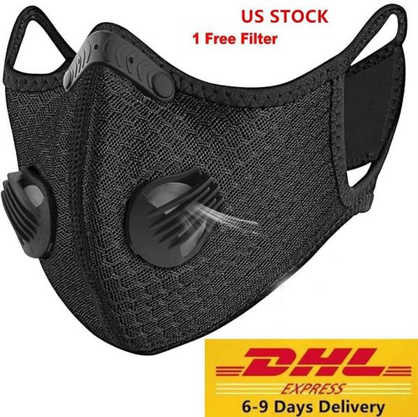 

US STOCK! Designer Black Fashion Cycling Face Mask Activated Carbon with Filter PM2.5 Anti-Pollution Sport Running Training Protection Mask