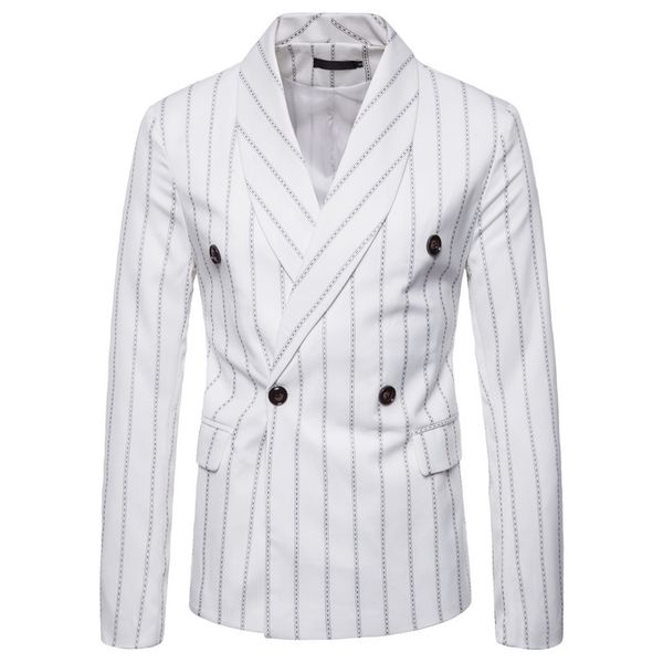 mens vertical striped double breasted suit jacket slim fit notched lapel elegant blazer business wedding party blazer masculino, White;black
mens vertical striped double breasted suit jacket slim fit notched lapel elegant blazer business wedding party blazer masculino, White;black