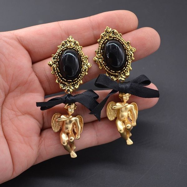 baroque retro angel black pearl bowknot pendientes earrings for women mom aesthetic jewelry joyeria boucles d oreilles 2020, Silver
baroque retro angel black pearl bowknot pendientes earrings for women mom aesthetic jewelry joyeria boucles d oreilles 2020, Silver