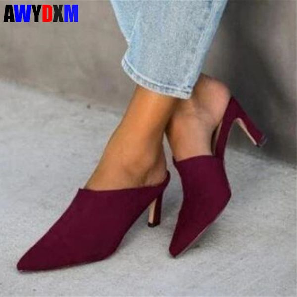 women's high heels 2020 summer mules woman slip on slippers ladies pointed toe high heels female casual slides plus size 35-43, Black
women's high heels 2020 summer mules woman slip on slippers ladies pointed toe high heels female casual slides plus size 35-43, Black