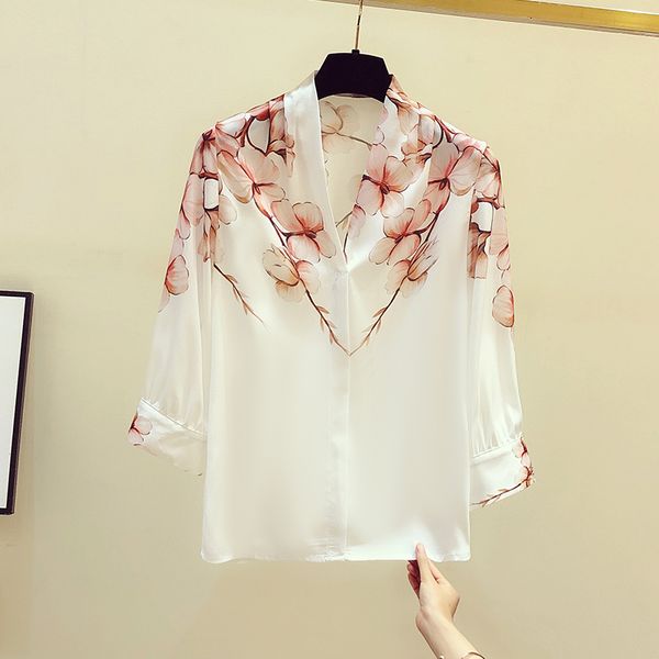 new 2020 autumn elegant women's v neck 3/4 sleeves floral print shirts office lady shirt blouse a3517, White
new 2020 autumn elegant women's v neck 3/4 sleeves floral print shirts office lady shirt blouse a3517, White