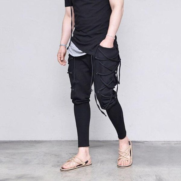men solid color criss cross lace up baggy sweatpants medieval viking trousers, Black
men solid color criss cross lace up baggy sweatpants medieval viking trousers, Black