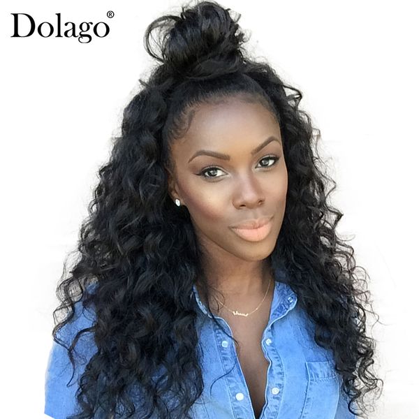 

Loose Wave Lace Front Human Hair Wigs For Women Remy Long Brazilian Lace Frontal Wig Glueless 130% Density Dolago Natural Black