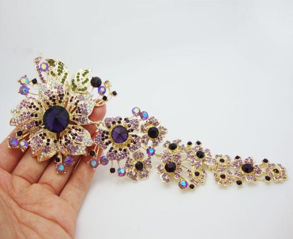 wholesale - luxury fashion 7.87" long flower leaf brooch pins purple rhinestone crystal, Gray
wholesale - luxury fashion 7.87" long flower leaf brooch pins purple rhinestone crystal, Gray