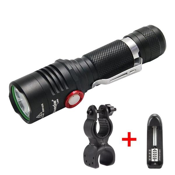 6000lm 5 Mode T6 Led Torch Lamp Camping Light+bicycle Holder Clip+ac Wall Charger