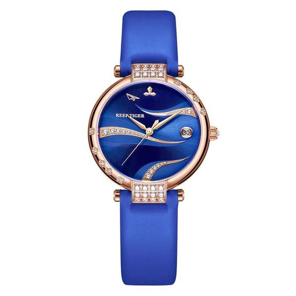 reef tiger/rt luxury fashion women stainless steel diamond dial rose gold case blue dial leather band watches rga1589, Silver
reef tiger/rt luxury fashion women stainless steel diamond dial rose gold case blue dial leather band watches rga1589, Silver