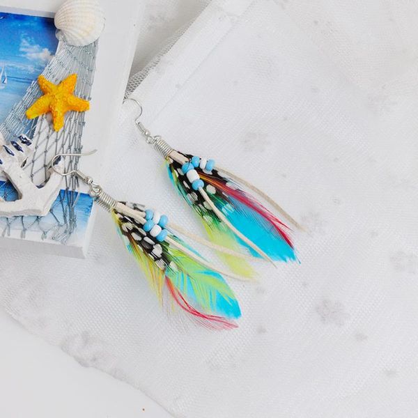 zinc alloy+colorful feather earrings hook dangle earrings boho folk style jewelry for women, Silver
zinc alloy+colorful feather earrings hook dangle earrings boho folk style jewelry for women, Silver