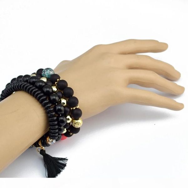 e idealway charming multilayer 4 pcs set handmade strength beaded bracelet energy waist bracelet set 3 colors, Black
e idealway charming multilayer 4 pcs set handmade strength beaded bracelet energy waist bracelet set 3 colors, Black