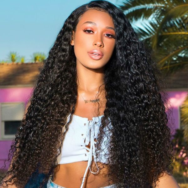 curly human hair wigs 13x4 lace front human hair wigs 4x4 closure wig remy lace front wig pre plucked, Black