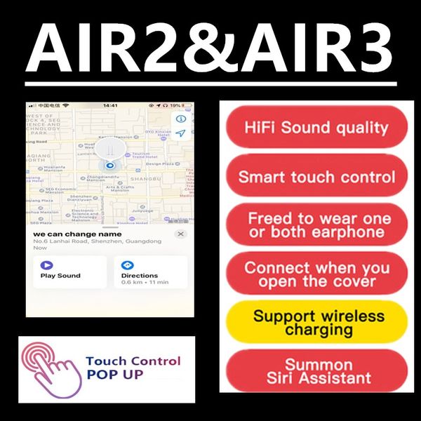 change name gps pop up ap2 ap3 pro air gen 2 headphone w1 chip tws wireless earbuds 3rd generation pods bluetooth earphones gps pk inpods 12
change name gps pop up ap2 ap3 pro air gen 2 headphone w1 chip tws wireless earbuds 3rd generation pods bluetooth earphones gps pk inpods 12
