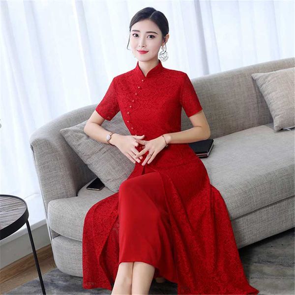 large size improved cheongsam lace tang suit traditional chinese dress long new short sleeve cheongsam fashion banquet dress, Red
large size improved cheongsam lace tang suit traditional chinese dress long new short sleeve cheongsam fashion banquet dress, Red