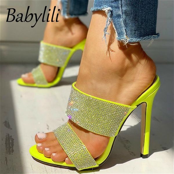 women summer bling slippers luxury high heels for ladies slides rhinestones female shoes fluorescent green fashion elegant, Black
women summer bling slippers luxury high heels for ladies slides rhinestones female shoes fluorescent green fashion elegant, Black