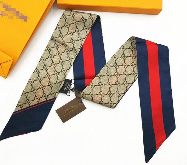 new double silk ribbon design printed women silk scarf fashion headscarf brand handbag ribbon small long scarf 7x120cm
new double silk ribbon design printed women silk scarf fashion headscarf brand handbag ribbon small long scarf 7x120cm