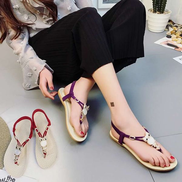 quality new female sandals summer new bohemian shoes owl beads flat sandals clip toe sandals beach, Black
quality new female sandals summer new bohemian shoes owl beads flat sandals clip toe sandals beach, Black