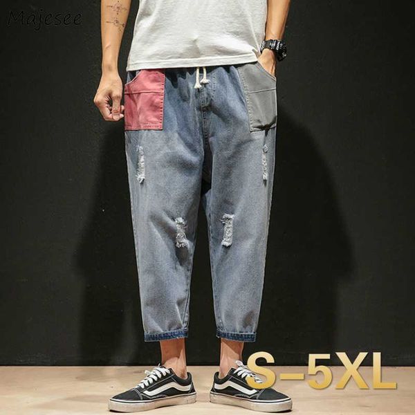 men jeans denim patch designs panelled ripped large size 5xl loose korean style retro vintage chic hip-hop leisure harajuku new, Blue
men jeans denim patch designs panelled ripped large size 5xl loose korean style retro vintage chic hip-hop leisure harajuku new, Blue