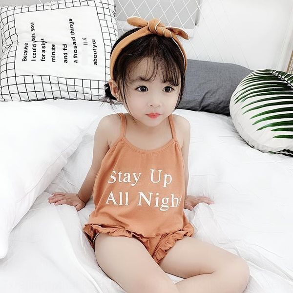 girls cotton children thin ins baby sling shorts two-piece home clothes pajamas sling pajamas home suit girls 
girls cotton children thin ins baby sling shorts two-piece home clothes pajamas sling pajamas home suit girls