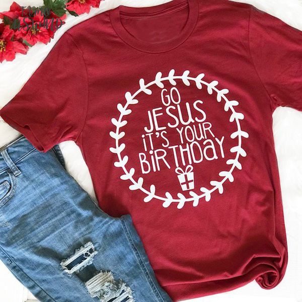 go jesus its your birthday tee christmas gift for her graphic red fashion slogan christian t shirt casual cotton k782, White
go jesus its your birthday tee christmas gift for her graphic red fashion slogan christian t shirt casual cotton k782, White