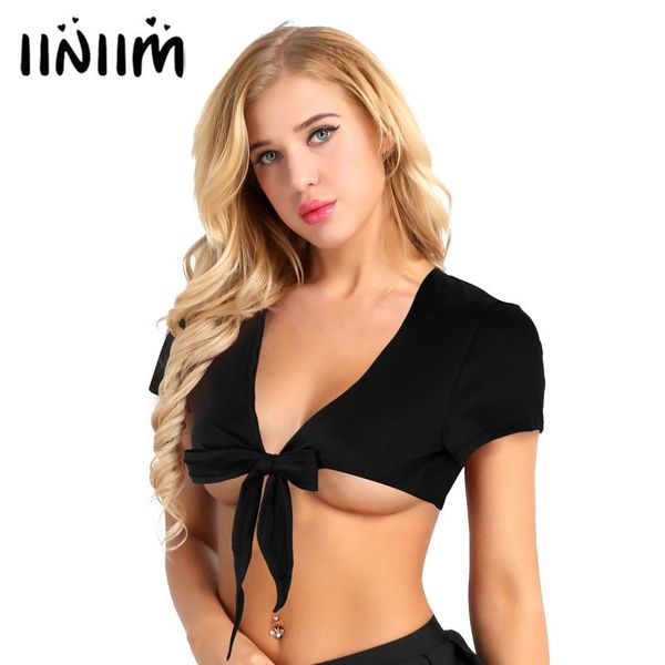 women's t-shirt women clubwear deep v plunge open front tie up bolero cardigan crop shrug shirt for costumes performance, White
women's t-shirt women clubwear deep v plunge open front tie up bolero cardigan crop shrug shirt for costumes performance, White