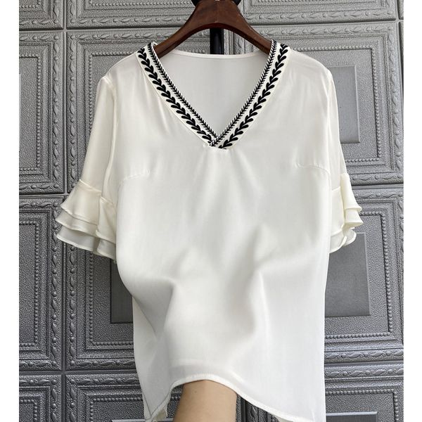7.15 silk shirt female 2020 summer new women embroidery v-neck temperament elegant butterfly sleeve loose mulberry silk blouse, White
7.15 silk shirt female 2020 summer new women embroidery v-neck temperament elegant butterfly sleeve loose mulberry silk blouse, White