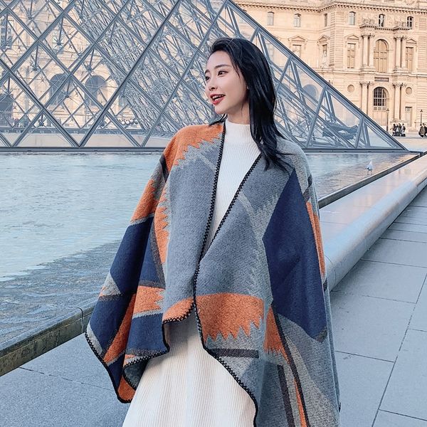 du680 warm women's season thickened cashmere style warm cloak jacquard shawl women's season thickened cashmere jacquard cloak styl, Blue;gray
du680 warm women's season thickened cashmere style warm cloak jacquard shawl women's season thickened cashmere jacquard cloak styl, Blue;gray