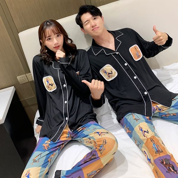 couple female autumn imitation modal long sleeve suit loose comics ins wind men thin home clothes pajamas pajamas, Blue;red
couple female autumn imitation modal long sleeve suit loose comics ins wind men thin home clothes pajamas pajamas, Blue;red