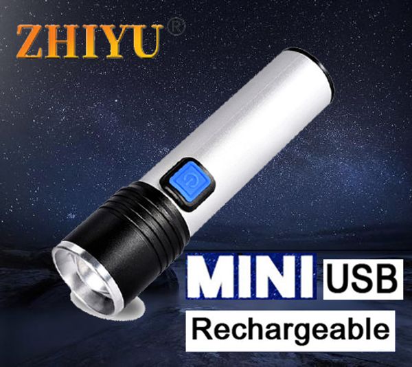 Min Portable Led Rechargeable Lamp 3 Modes Zoom Torch Cool Lantern Xpe Cob Built-in Battery Camping Walking