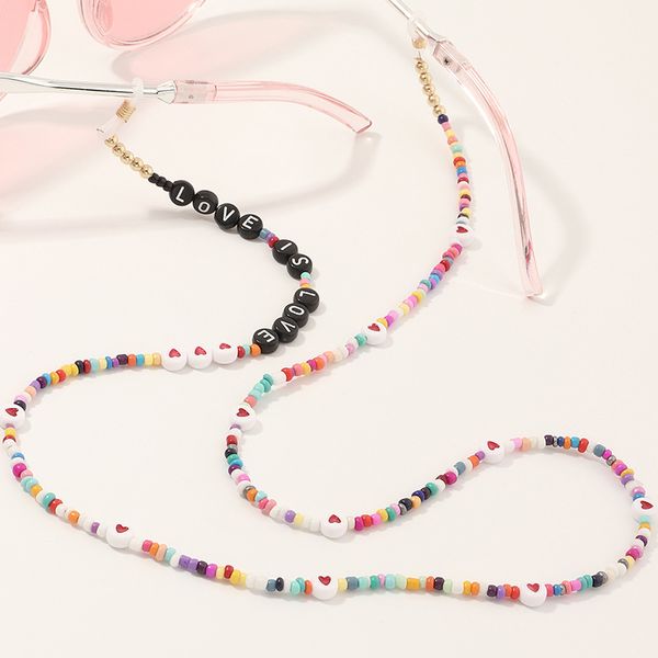 2020 ethnic bohemian colorful rice beads english letter eyeglasses chain fashion non-slip heart glasses cord lanyard accessories, Silver
2020 ethnic bohemian colorful rice beads english letter eyeglasses chain fashion non-slip heart glasses cord lanyard accessories, Silver