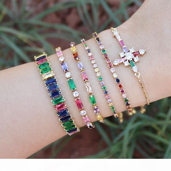new collection rainbow tennis bracelet colorful cubic zircon women lace up link chain bracelet bangle gril fashion jewelry chain, Golden;silver
new collection rainbow tennis bracelet colorful cubic zircon women lace up link chain bracelet bangle gril fashion jewelry chain, Golden;silver
