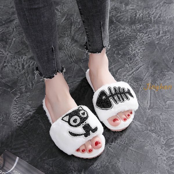 fashion cartoon cat women fur slippers winter plush slippers warm big size home soft women indoor fluffy shoes, Black
fashion cartoon cat women fur slippers winter plush slippers warm big size home soft women indoor fluffy shoes, Black