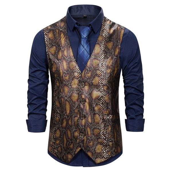vintage snake pattern print dj club vest men slim fit sleeveless vest waistcoat men party wedding prom vests gilet costume homme, Black;white
vintage snake pattern print dj club vest men slim fit sleeveless vest waistcoat men party wedding prom vests gilet costume homme, Black;white