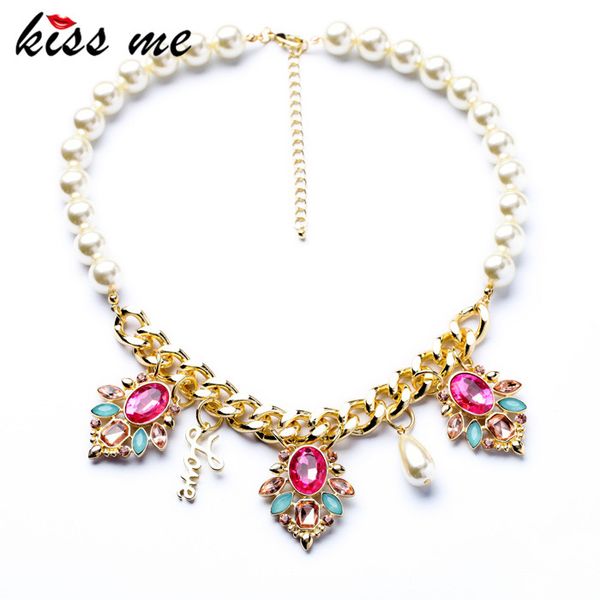 new styles kiss me statement beaded chain shiny sweet color elegant pendant necklace imitation pearls, Silver
new styles kiss me statement beaded chain shiny sweet color elegant pendant necklace imitation pearls, Silver