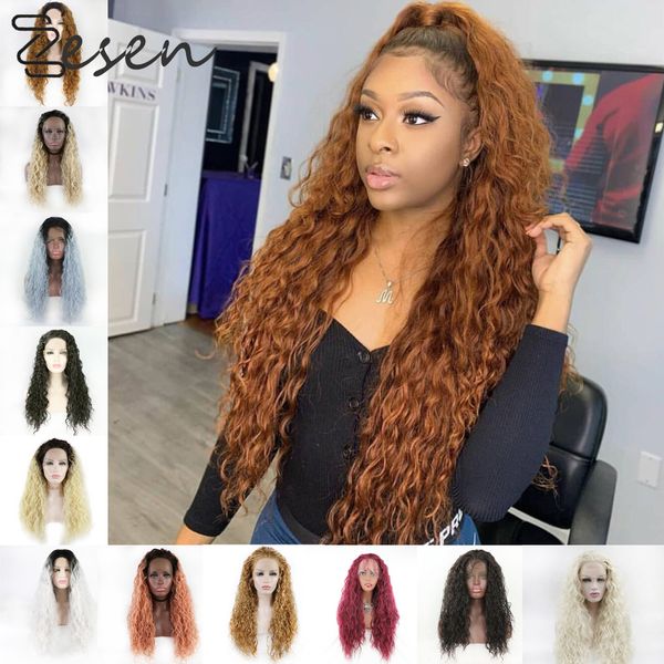 zesen synthetic lace front wig ombre wigs for women cosplay afro medium hair curly middle part blond pink red gray, Black
zesen synthetic lace front wig ombre wigs for women cosplay afro medium hair curly middle part blond pink red gray, Black